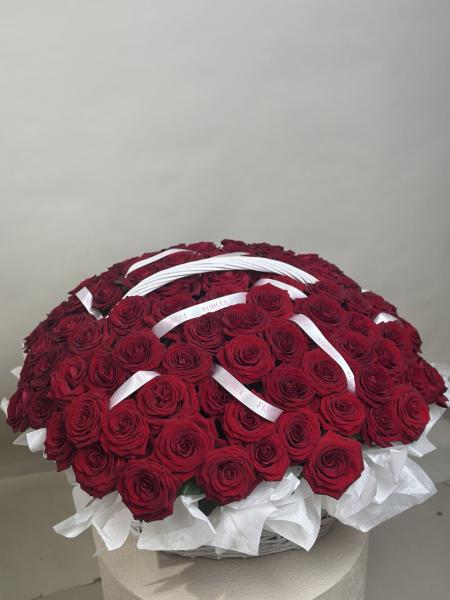 101 красная роза в корзине