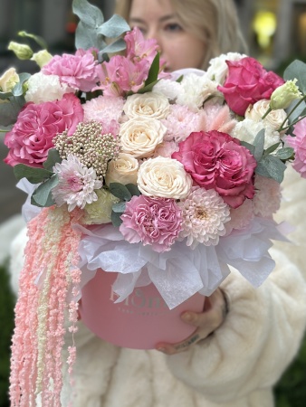 Шляпная коробка в розовых тонах 163