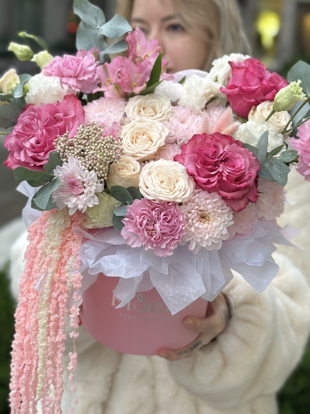 Шляпная коробка в розовых тонах 163