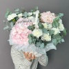 Корзина с розовыми гортензиями и диантусами 222