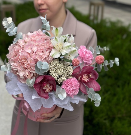 Шляпка с гортензией "Я хочу чтобы ты улыбалась" 174