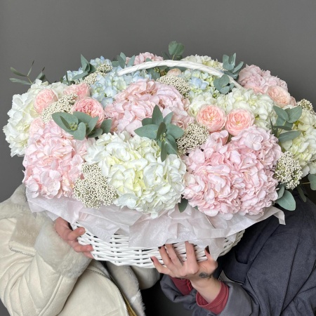 Корзина с гортензиями 234