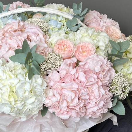 Корзина с гортензиями 234