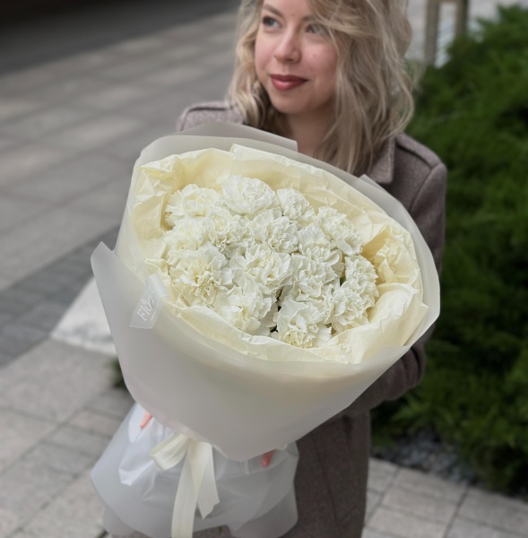 Моно букет из белых диантусов 146